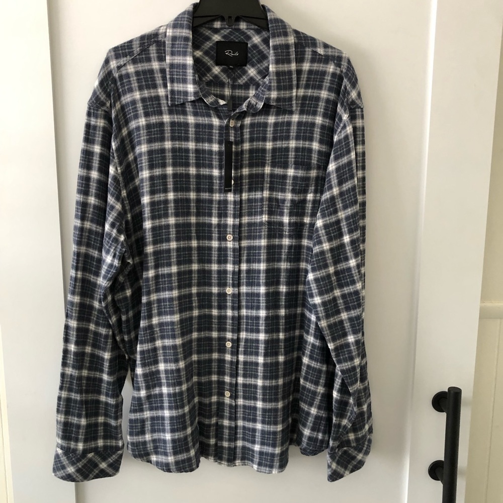 Rails Plaid Soft Button Down Blue Gray Shirt XXL … - image 1